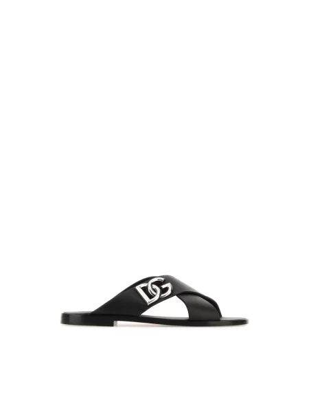 Klapki Dolce And Gabbana z logo czarne