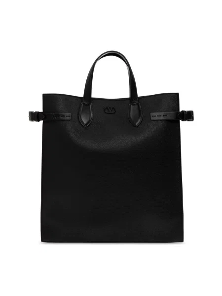 Torba Valentino Garavani skórzana z logo czarna