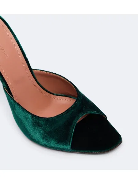 Papuci tip mules Amina Muaddi de catifea verde