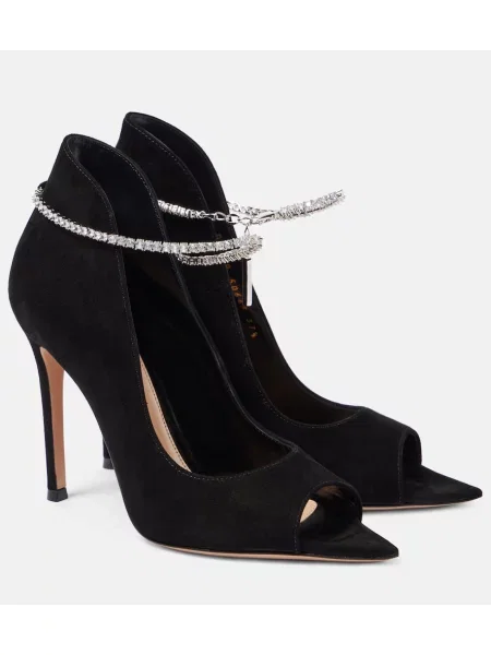 Sandale Gianvito Rossi din piele de căprioară de cristal negru