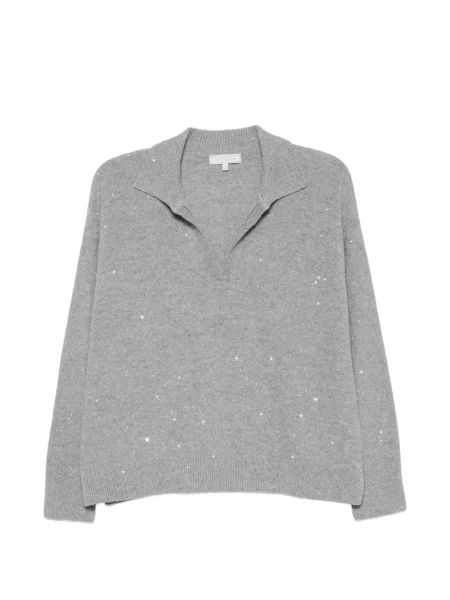 Sweter Antonelli z cekinami z kołnierzem szary