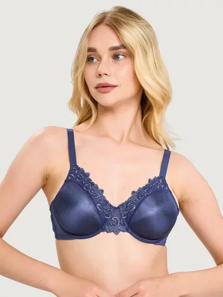 Однотонный бюстгальтер с вышивкой сірий