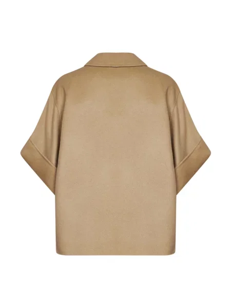 Krótki płaszcz Weekend Max Mara wełniany beżowy