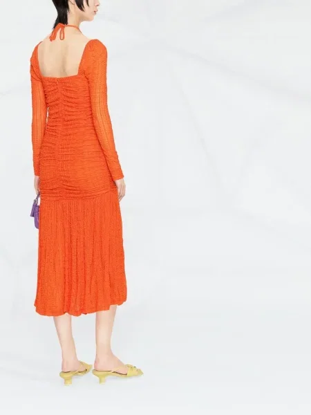 Rochie maxi Ganni lungă de costum portocaliu