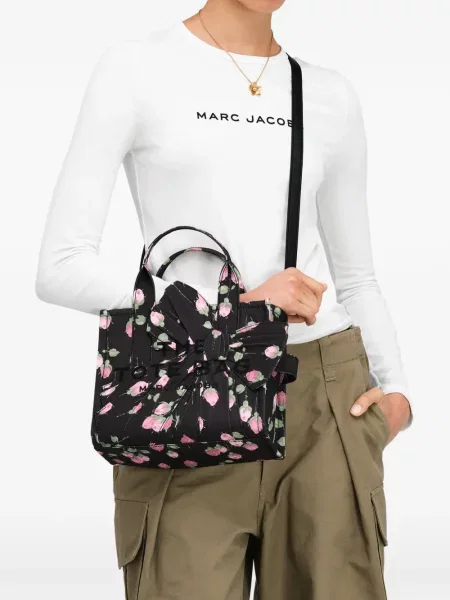 Φλοράλ καμβάς τσάντα shopper Marc Jacobs με φιόγκο μαύρο