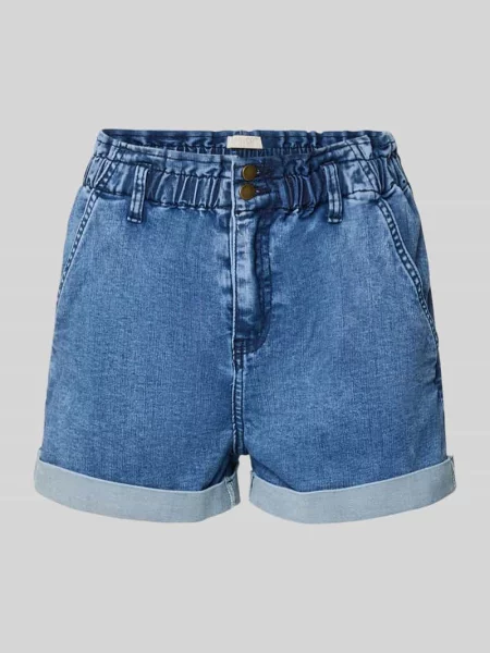 Szorty o prostym kroju w tkaninie stylizowanej na denim z dodatkiem Apricot niebieskie