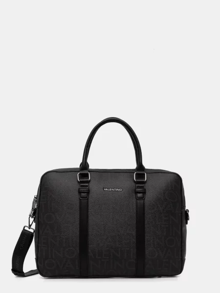 VALENTINO Geantă laptop gri metalic negru