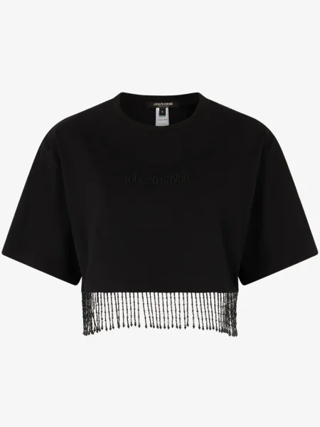 Top Roberto Cavalli cu franjuri negru