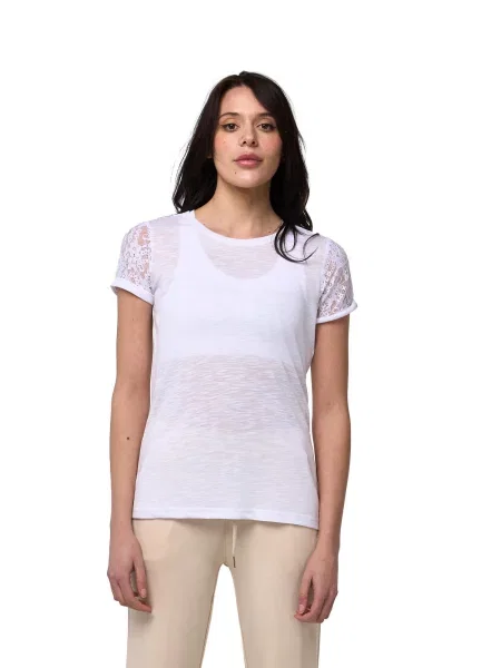 Koszulka z krótkim rękawem Leone Lace biała