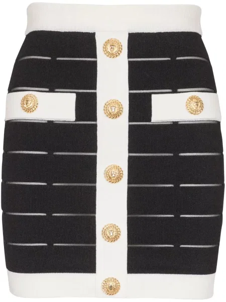 Плетена мини пола Balmain черно