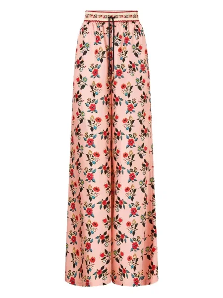 Pantaloni Camilla cu model floral cu imagine roz