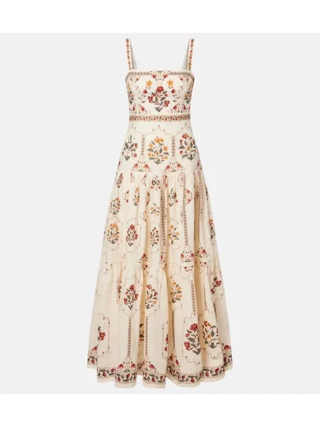 Rochie maxi Agua By Agua Bendita de in cu model floral de costum alb