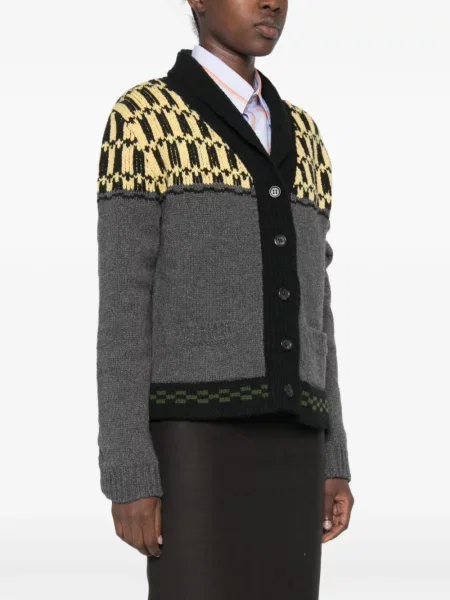Gulerat cardigan Marni cu imprimeu geometric gri
