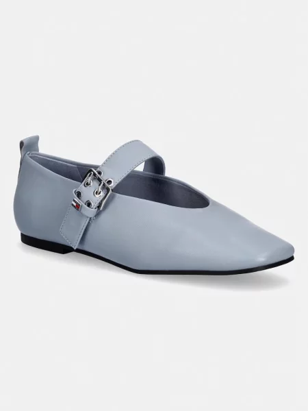 Tommy Jeans balerini din piele TJW BALLERINA BUCKLE albastru