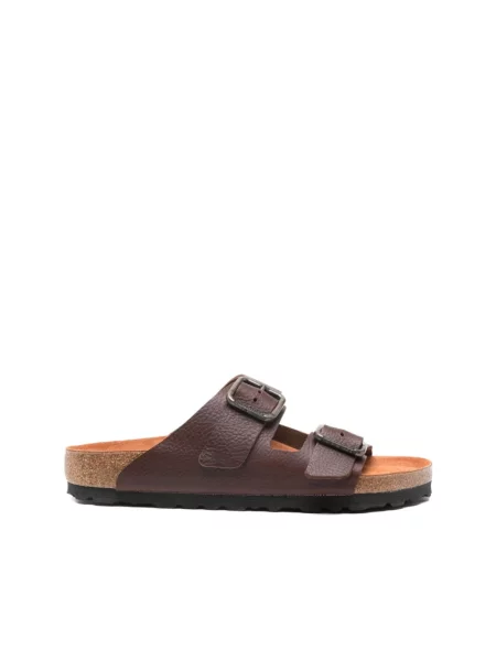Klapki Birkenstock skórzane brązowe