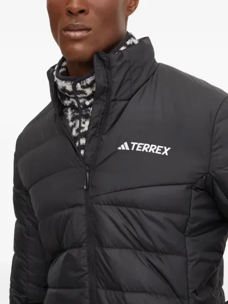 Пухен елец Adidas на райета с качулка бяло