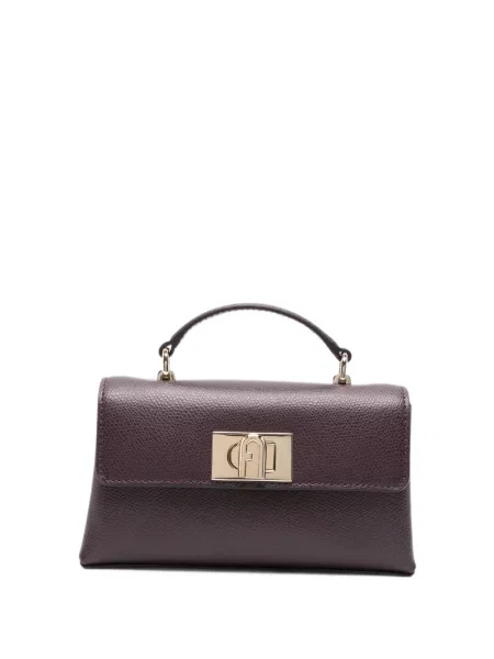 Kožená shopper kabelka Furla fialová