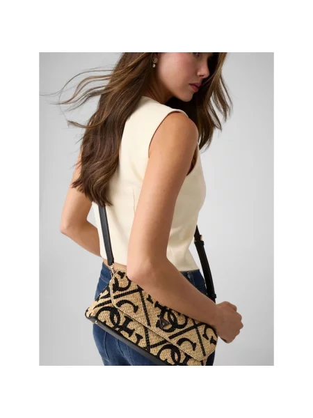 Lniany top Guess beżowy
