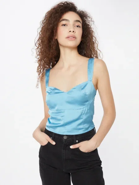 Abercrombie & Fitch Top deschis albastru