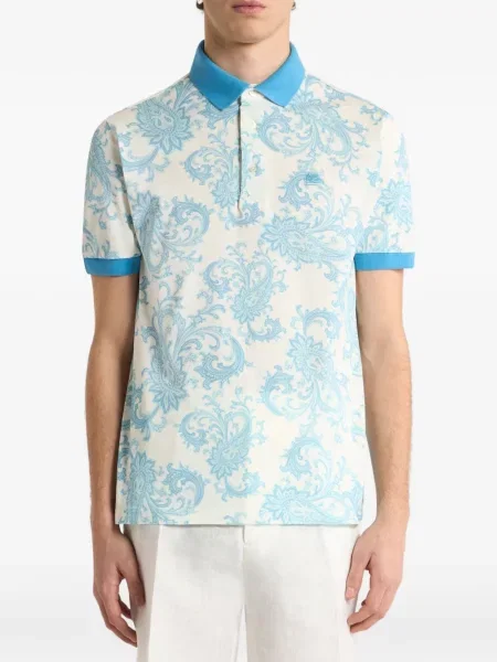 Tricou polo Etro cu model paisley albastru
