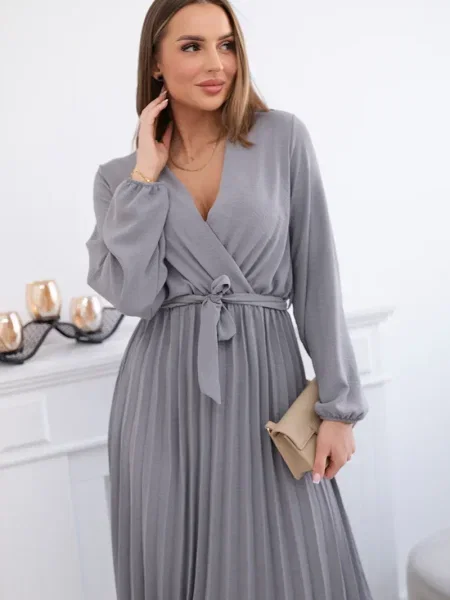 Плисирана костюм рокля Kesi Włoski сиво