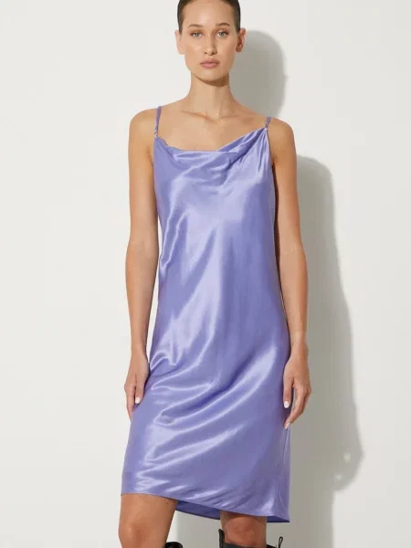 Samsoe Samsoe rochie din amestec de mătase mini mulata violet