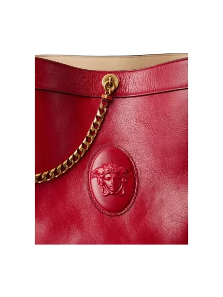 Kapelusz Versace skórzany czerwony