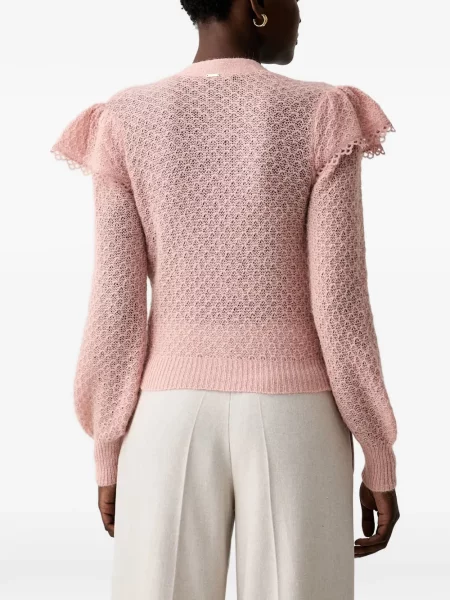 Cardigan Twinset tricotate cu volane roz