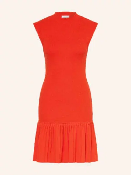 Claudie Pierlot Sukienka Z Dzianiny Z Plisami orange czerwona