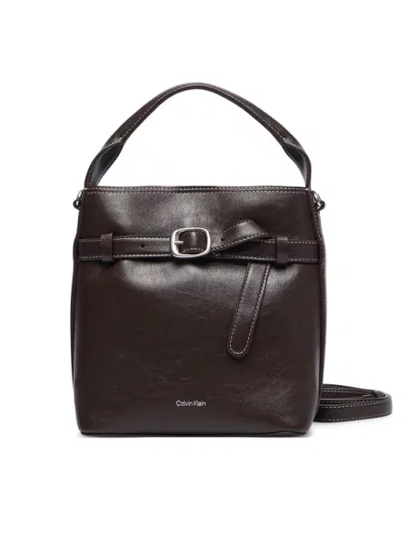 Geanta crossbody Calvin Klein din piele cu cataramă maro