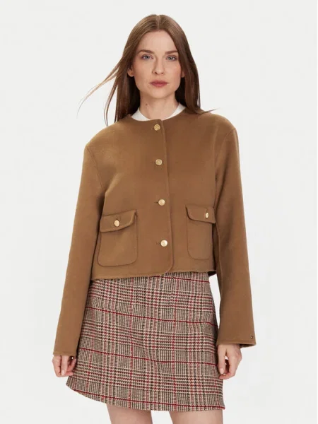 Tommy Hilfiger Prechodná bunda Béžová hnedá