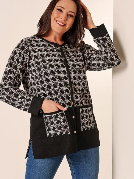 Cardigan By Saygı cu imprimeu geometric negru