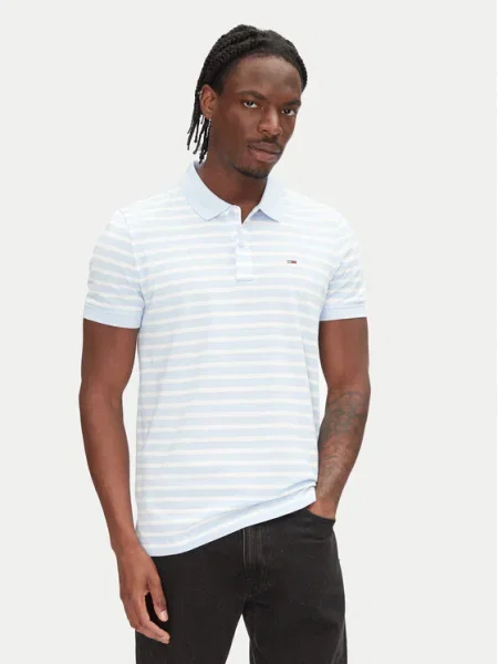 Tommy Jeans Tricou polo celest albastru