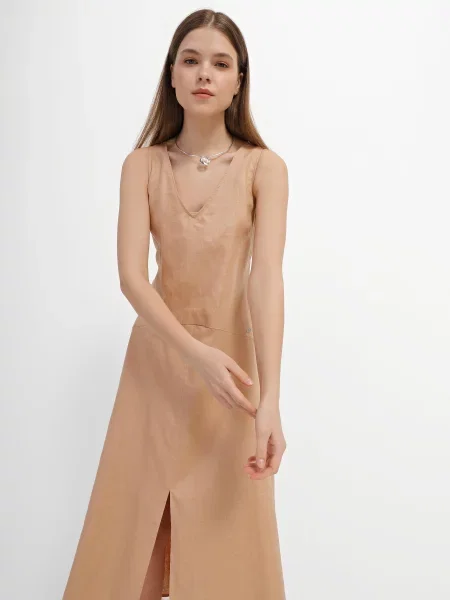 Armani Exchange Сукня міді бежевий