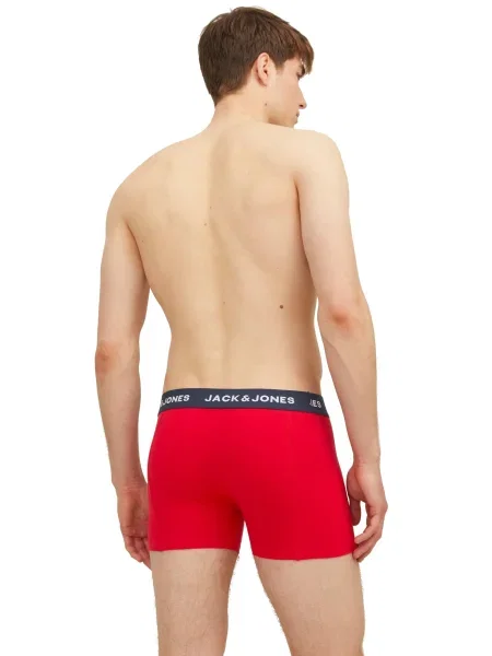 JACK & JONES Boxerky JWHJAMES tmavomodrá / tmavozelená / jasne červená biela