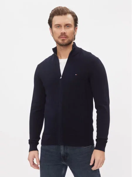 Tommy Hilfiger kardigan z zawartością kaszmiru Mężczyźni niebieski jednolity M granatowy