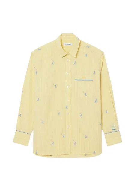 Cămașă cu dungi Lacoste cu dungi galben
