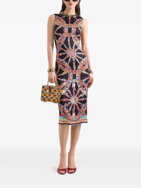 Σατέν φόρεμα Dolce & Gabbana με σχέδιο μαύρο