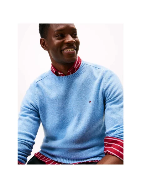 Pulover Tommy Hilfiger cu decolteu rotund albastru