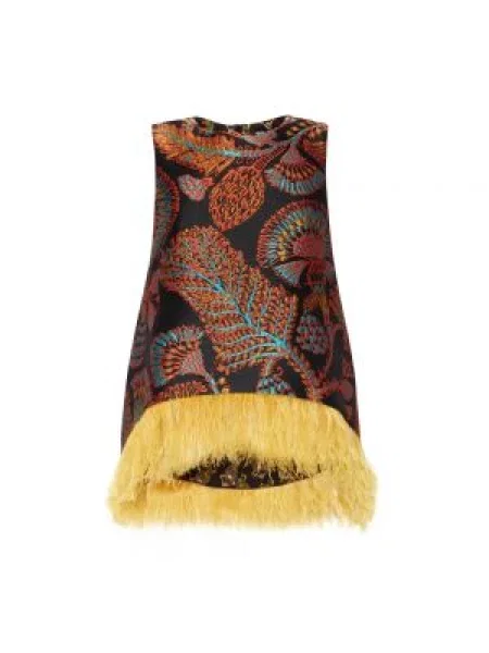 Jedwabny wielobarwność top La Doublej