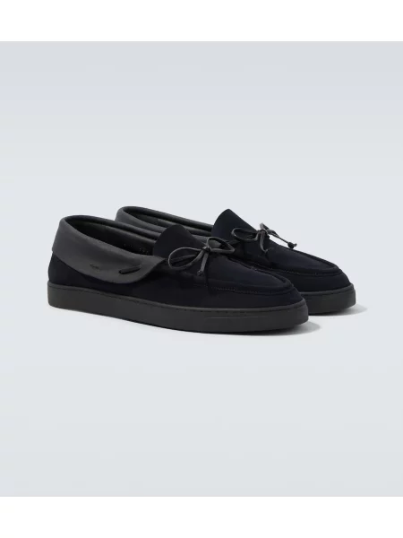 Pantofi loafer Giorgio Armani din piele de căprioară albastru