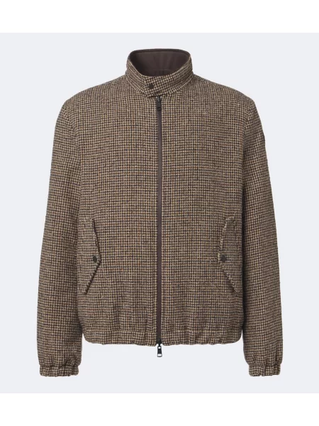 Reversibil geacă cu puf Moncler de lână maro