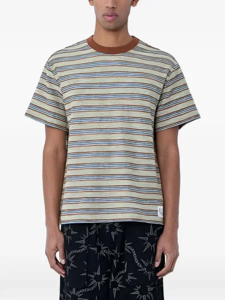 Tricou Brain Dead cu dungi cu decolteu rotund