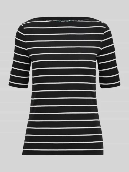 T-shirt o kroju slim fit z mieszanki bawełny model JUDY' Lauren Ralph Lauren czarna