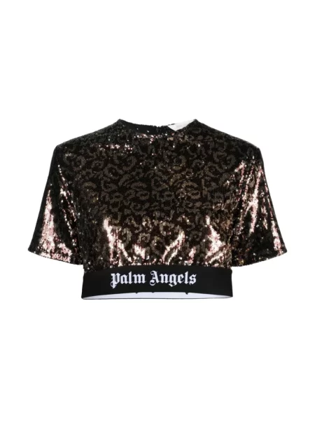 Krótka wielobarwność bluzka Palm Angels brązowa