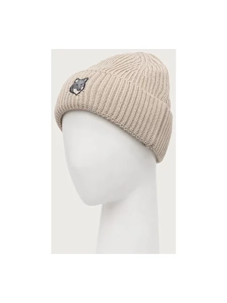 Czapka Maison Kitsune wełniana beżowa