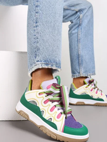 Sneakerși Decorați cu Sclipici cu Șirete Originale Patricie verzi