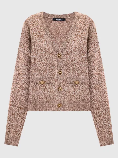 Кардиган з вовни кашеміру та шовку Versace бежевий