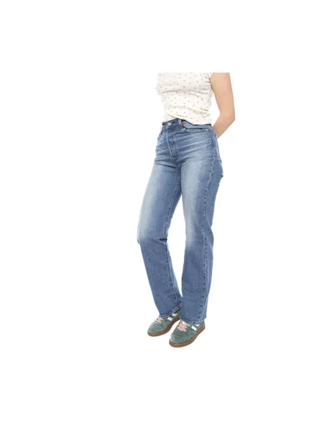 Levi's jeansy RIBCAGE FULL LENGTH high waist niebieskie