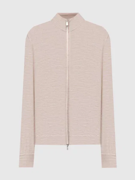 Шерстяной меланжевый кардиган Brunello Cucinelli бежевый